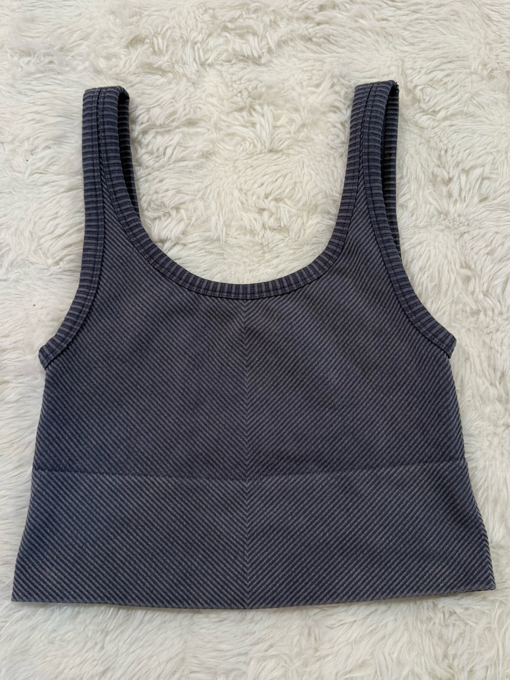 Charcoal Ribbed Square-Neck Crop Tank Top - Picture 2 of 3